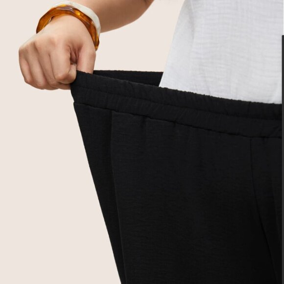 BloomChic Plus Size Laser Cut Elastic Waist Wide Leg Pants - Picture 3 of 4